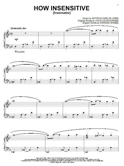 Antonio Carlos Jobim How Insensitive (Insensatez) sheet music notes and chords arranged for Trumpet Solo