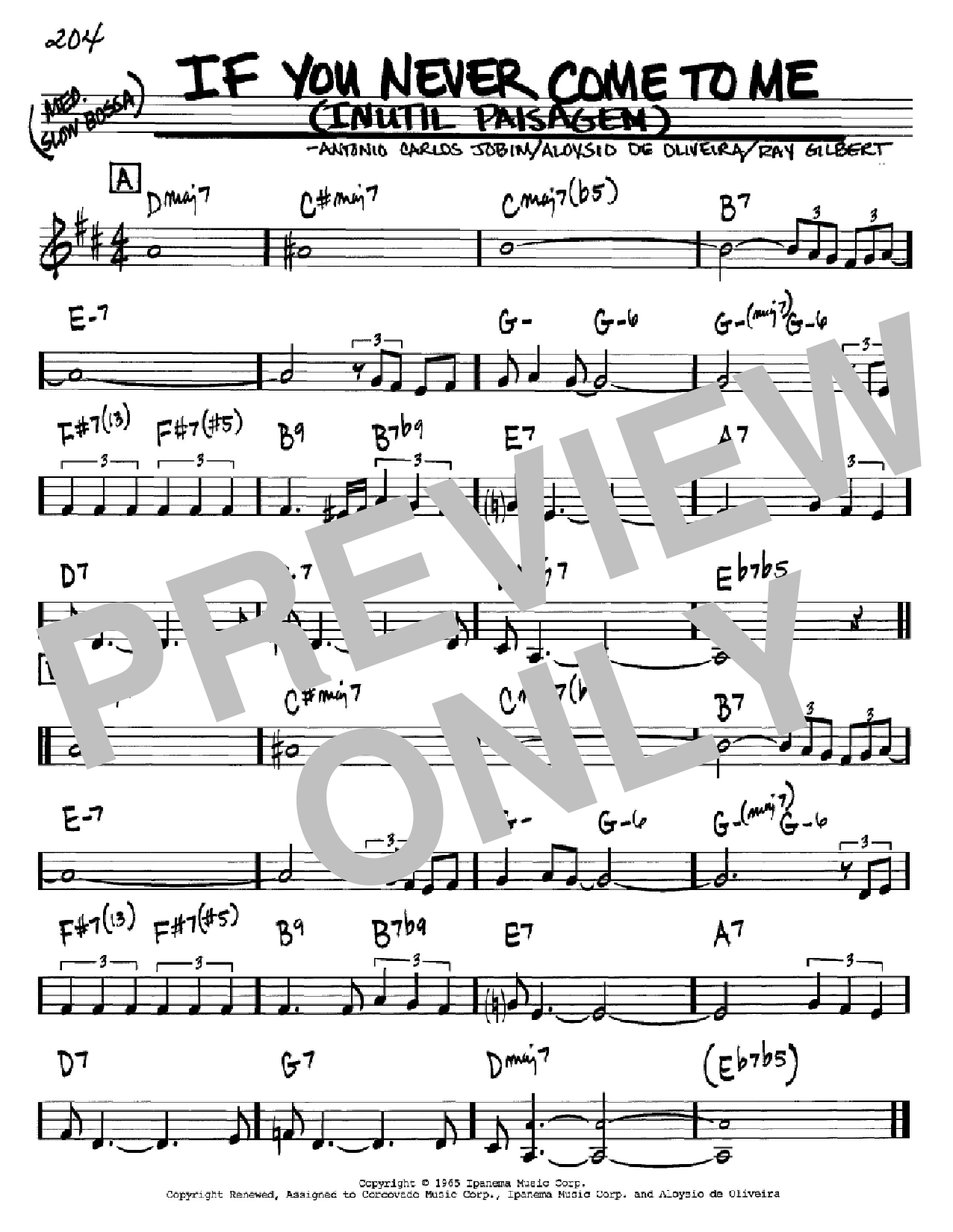 Antonio Carlos Jobim If You Never Come To Me (Inutil Paisagem) sheet music notes and chords. Download Printable PDF.