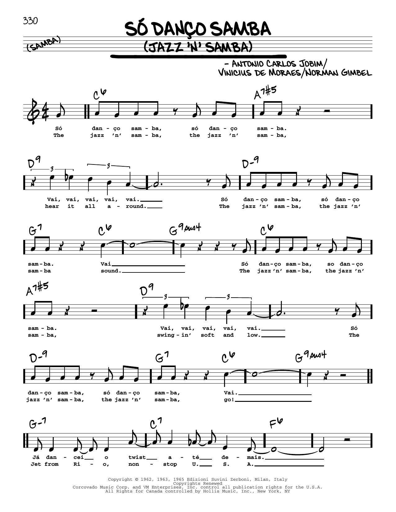 Antonio Carlos Jobim Jazz 'N' Samba (So Danco Samba) (High Voice) (from Copacabana Palace) sheet music notes and chords. Download Printable PDF.