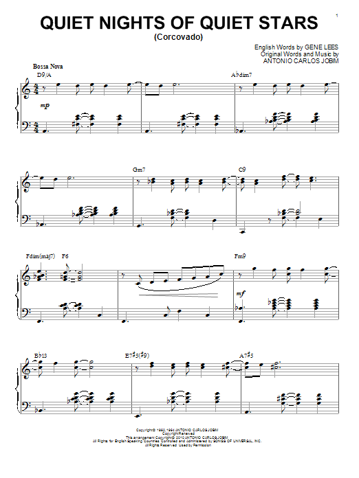 Antonio Carlos Jobim Quiet Nights Of Quiet Stars (Corcovado) [Jazz version] (arr. Brent Edstrom) sheet music notes and chords. Download Printable PDF.