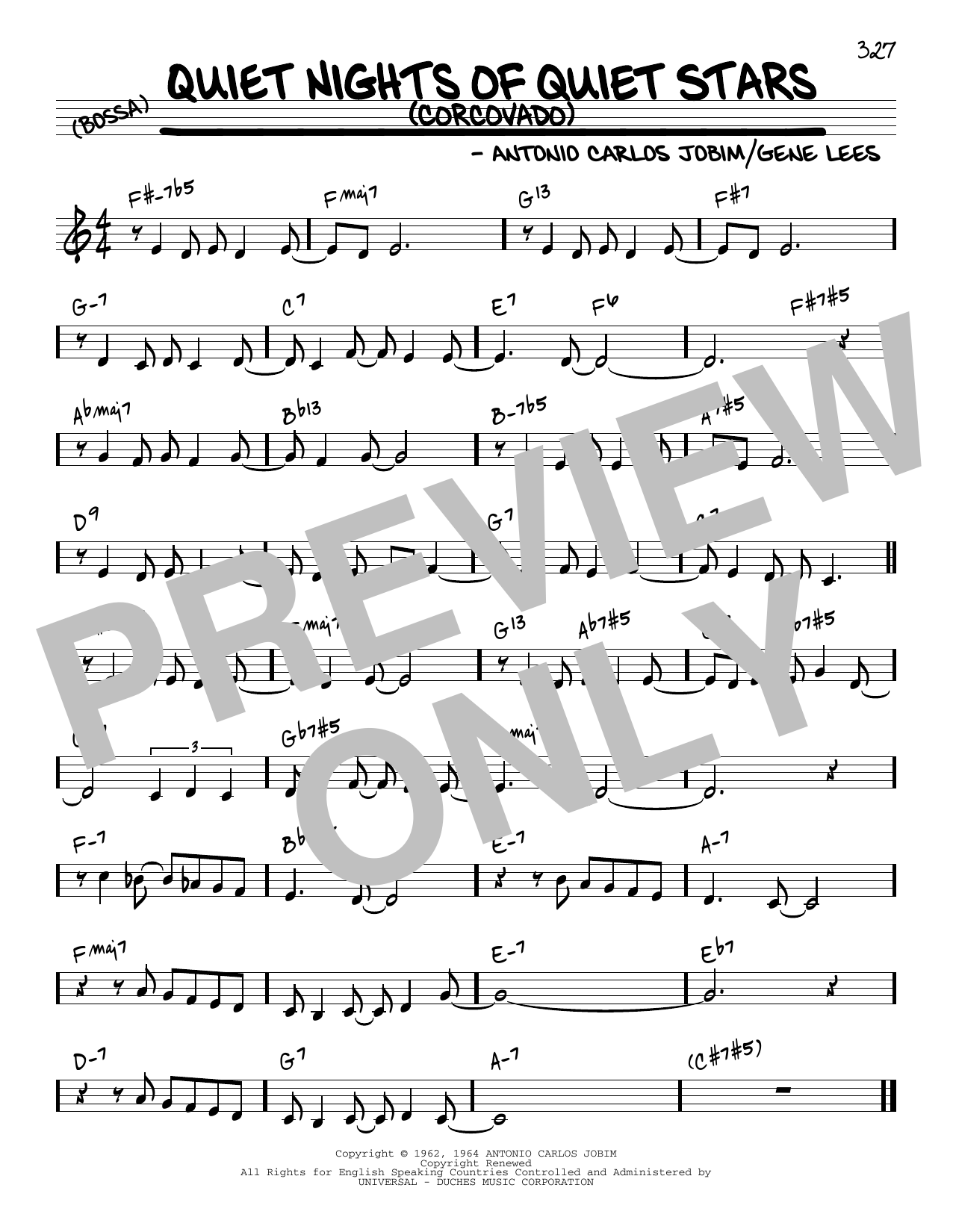 Antonio Carlos Jobim Quiet Nights Of Quiet Stars (Corcovado) [Reharmonized version] (arr. Jack Grassel) sheet music notes and chords arranged for Real Book – Melody & Chords
