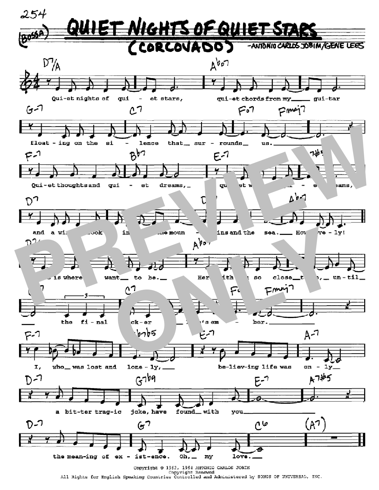 Antonio Carlos Jobim Quiet Nights Of Quiet Stars (Corcovado) sheet music notes and chords. Download Printable PDF.