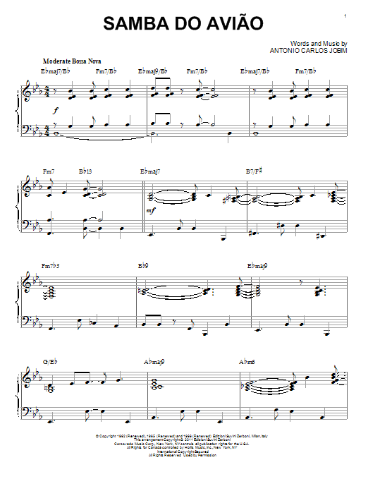 Antonio Carlos Jobim Song Of The Jet (Samba do Aviao) [Jazz version] (arr. Brent Edstrom) sheet music notes and chords arranged for Piano Solo