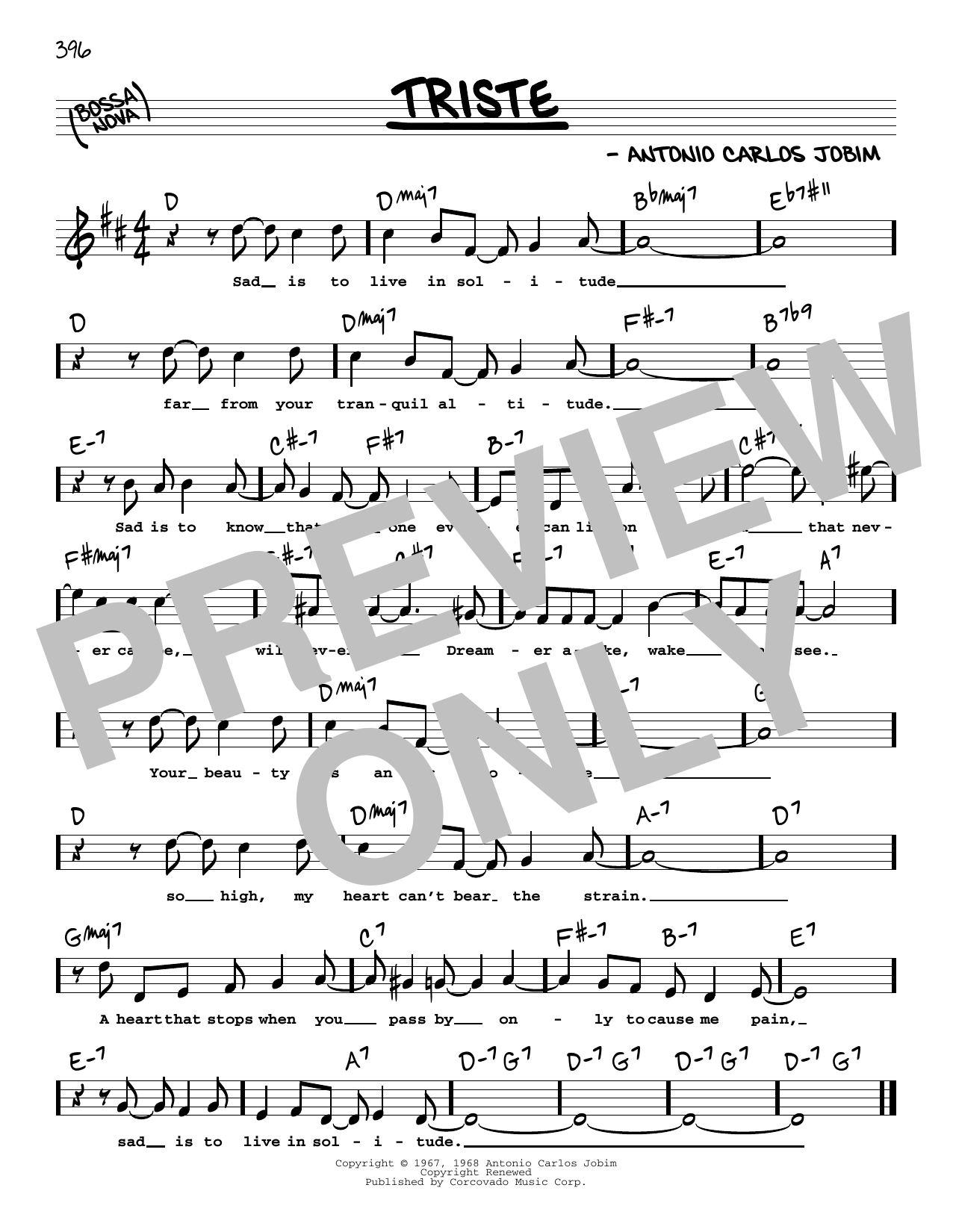 Learn to play Antonio Carlos Jobim Triste (High Voice) sheet music for Real Book – Melody, Lyrics & Chords in minutes. Price: 5.9900$ Antonio Carlos Jobim Triste (High Voice) sheet music notes and chords arranged for Real Book – Melody, Lyrics & Chords