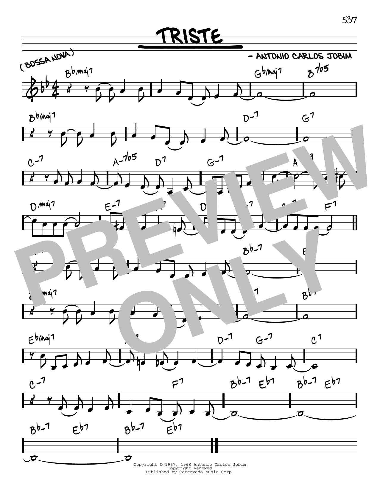 Antonio Carlos Jobim Triste sheet music notes and chords. Download Printable PDF.