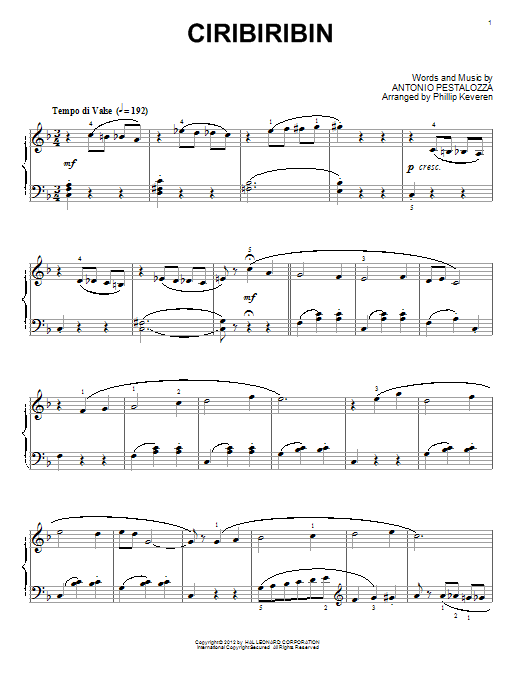 Learn to play Antonio Pestalozza Ciribiribin sheet music for Piano Solo in minutes. Price: 7.8900$ Antonio Pestalozza Ciribiribin sheet music notes and chords arranged for Piano Solo