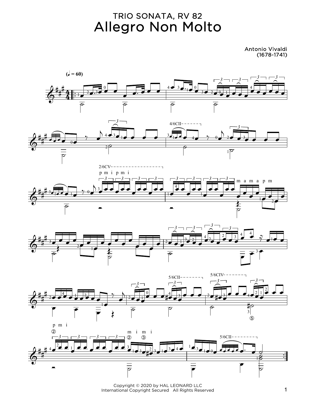 Antonio Vivaldi Allegro Non Molto sheet music notes and chords. Download Printable PDF.