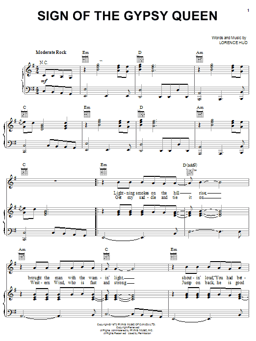 Learn to play April Wine Sign Of The Gypsy Queen sheet music for Lead Sheet / Fake Book in minutes. Price: 5.9900$ April Wine Sign Of The Gypsy Queen sheet music notes and chords arranged for Lead Sheet / Fake Book