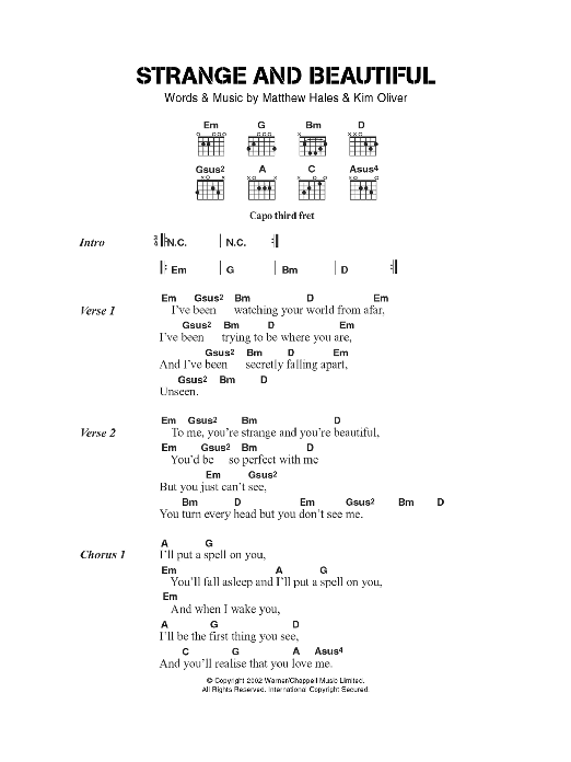 Aqualung Strange And Beautiful sheet music notes and chords. Download Printable PDF.