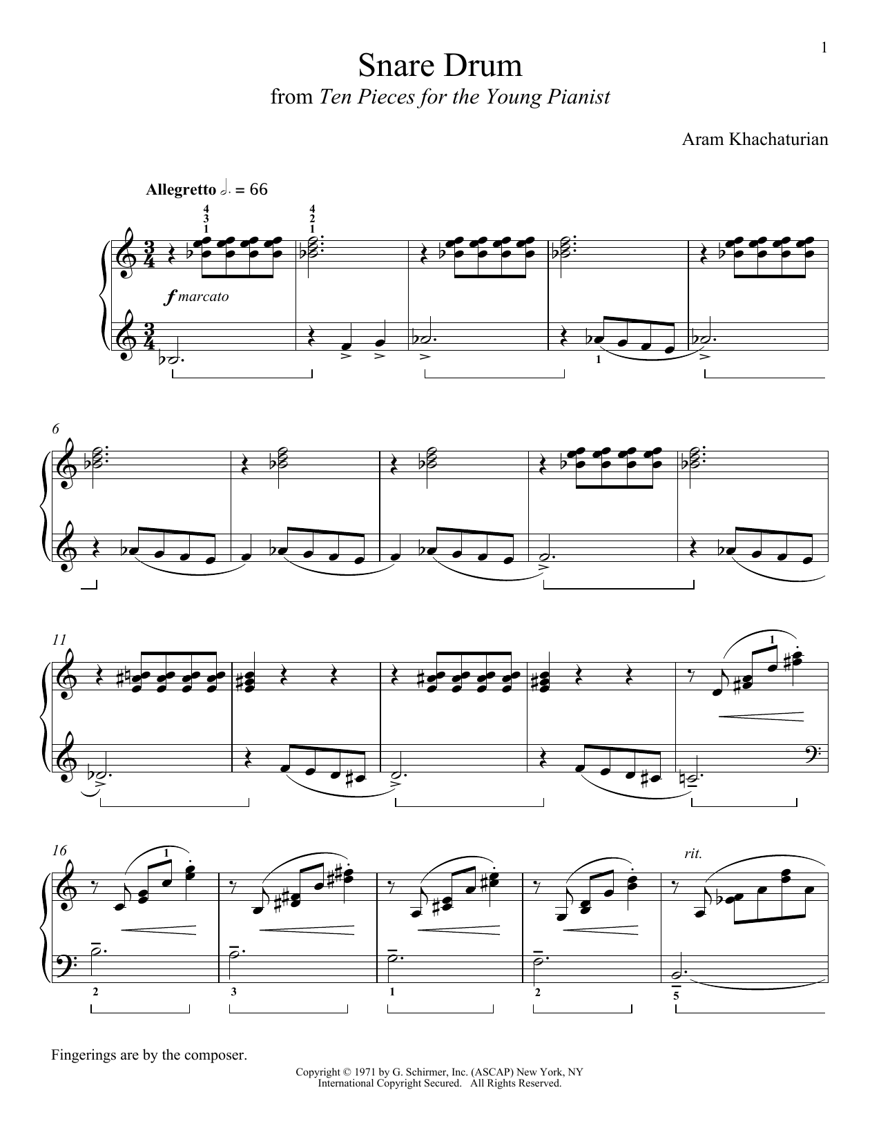 Aram Khachaturian Snare Drum sheet music notes and chords. Download Printable PDF.