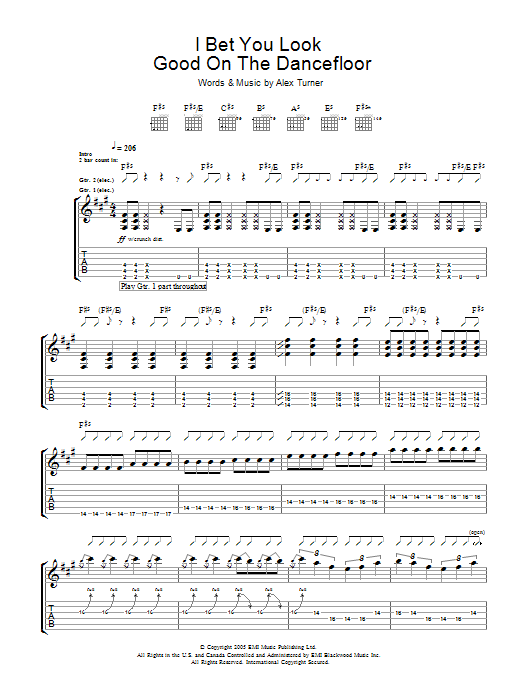 Arctic Monkeys I Bet You Look Good On The Dance Floor sheet music notes and chords. Download Printable PDF.