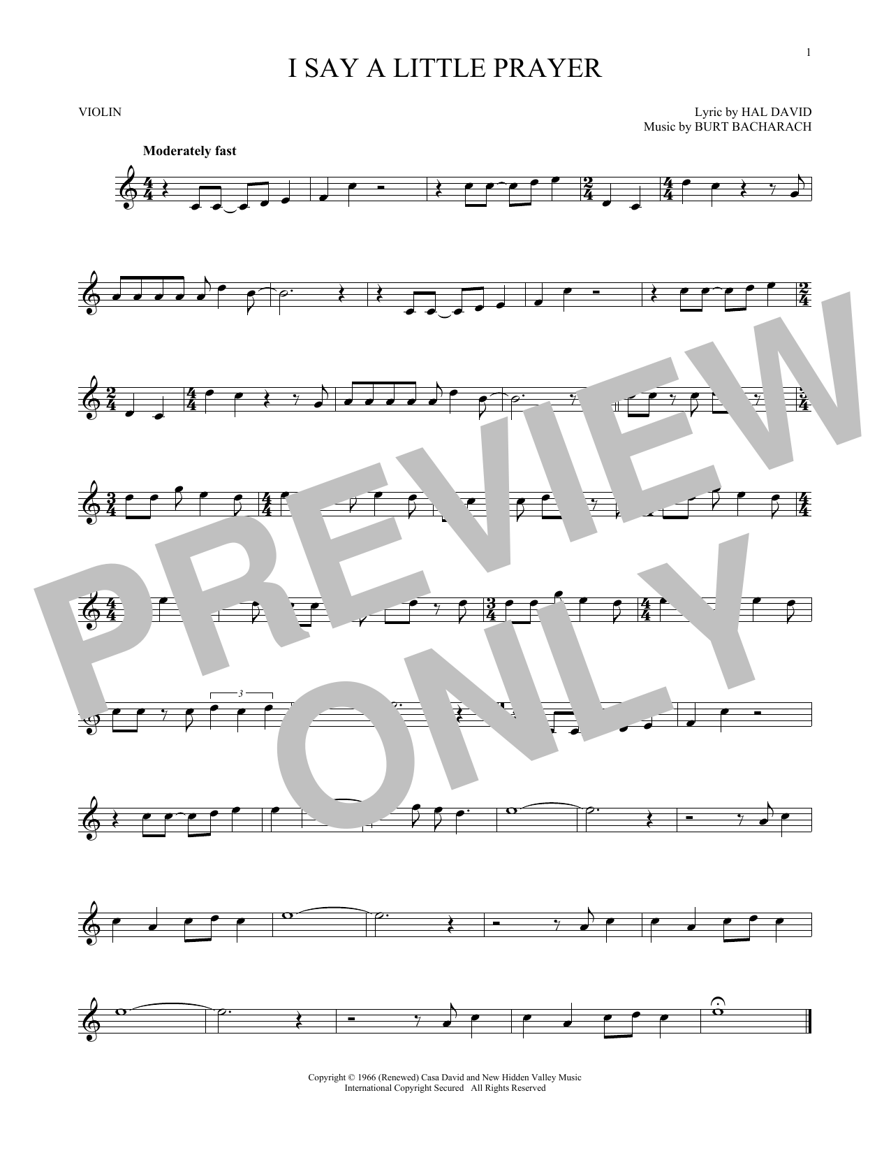 Aretha Franklin I Say A Little Prayer sheet music notes and chords. Download Printable PDF.