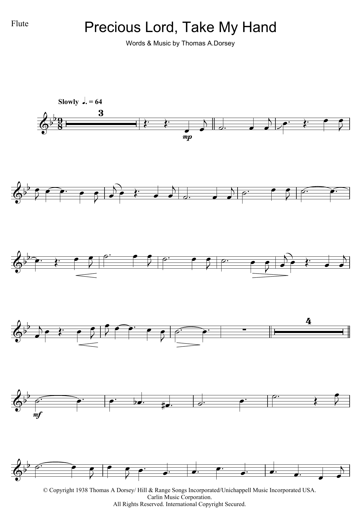 Aretha Franklin Precious Lord, Take My Hand (Take My Hand, Precious Lord) sheet music notes and chords. Download Printable PDF.