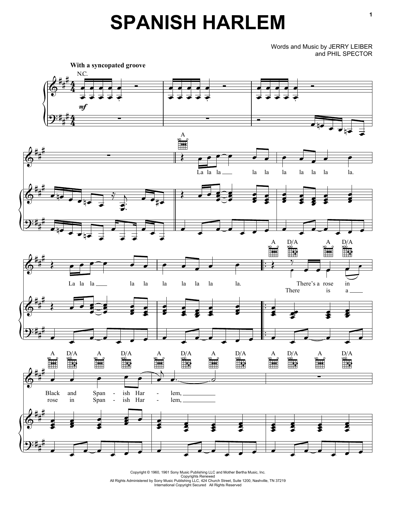 Aretha Franklin Spanish Harlem sheet music notes and chords. Download Printable PDF.