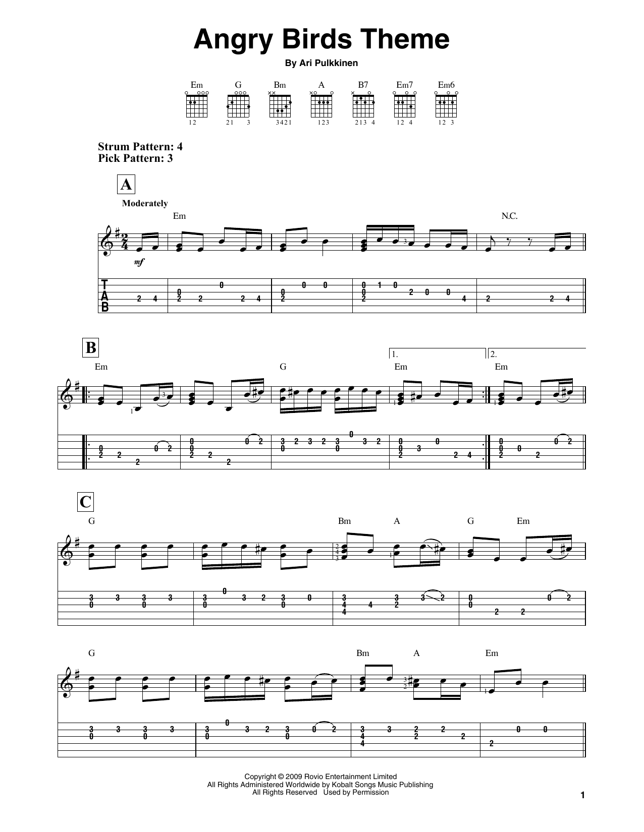 Ari Pulkkinen Angry Birds Theme sheet music notes and chords. Download Printable PDF.