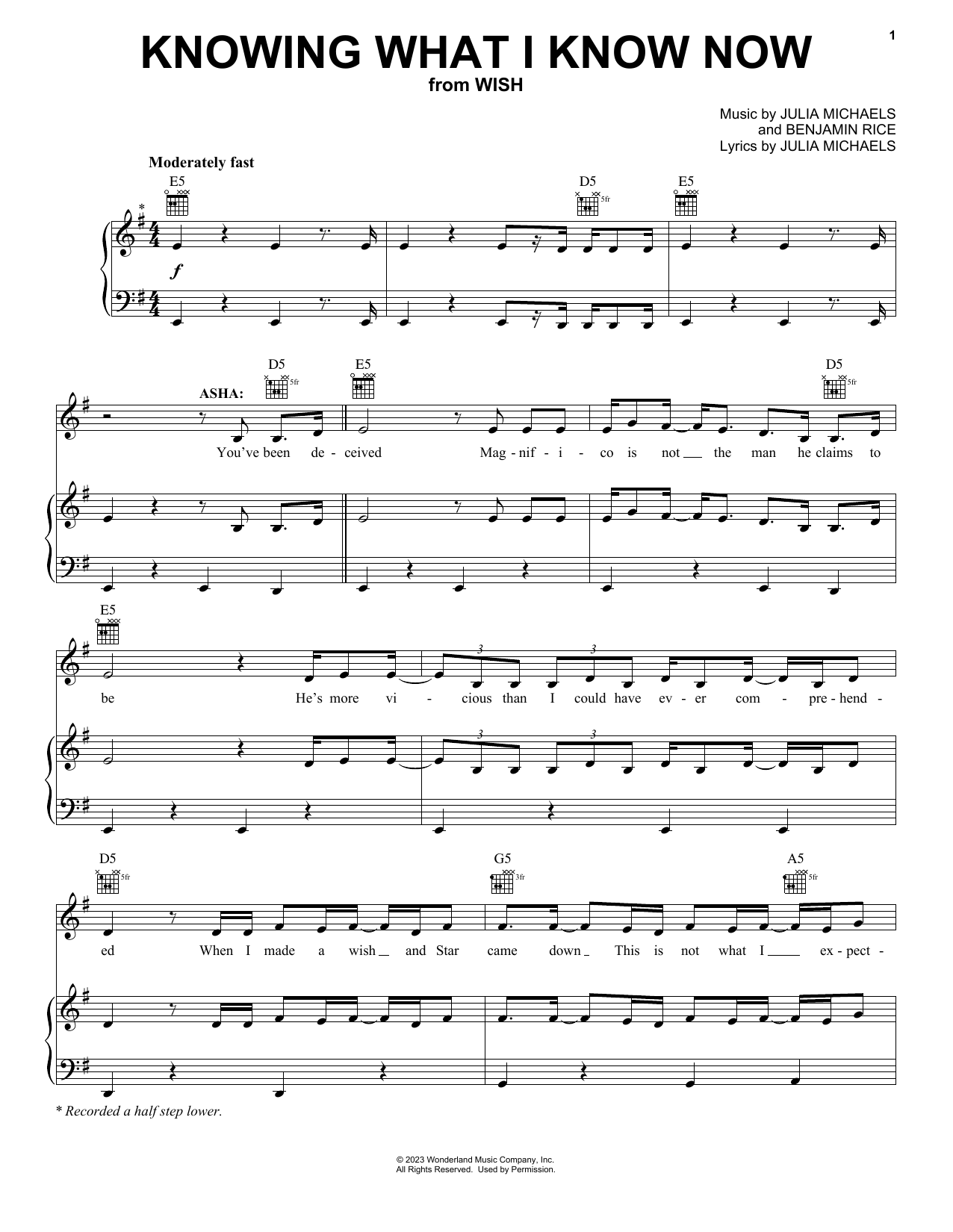 Ariana DeBose, Angelique Cabral and The Cast Of Wish Knowing What I Know Now sheet music notes and chords. Download Printable PDF.