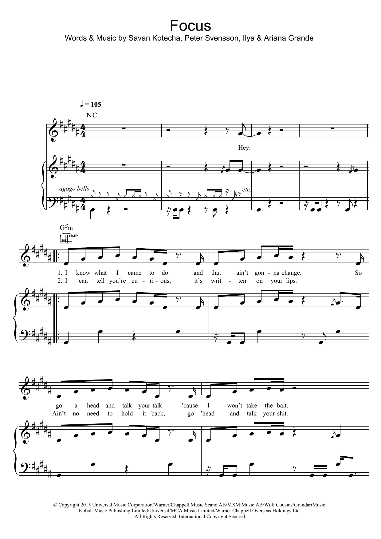 Ariana Grande Focus sheet music notes and chords. Download Printable PDF.