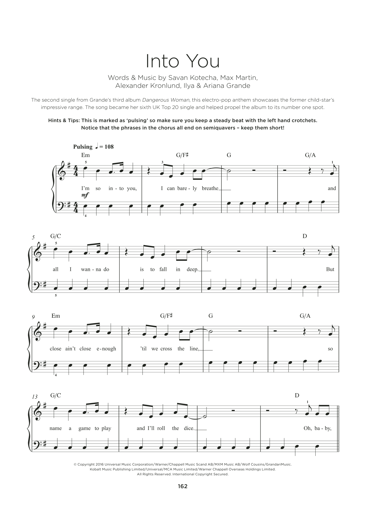 Ariana Grande Into You sheet music notes and chords. Download Printable PDF.