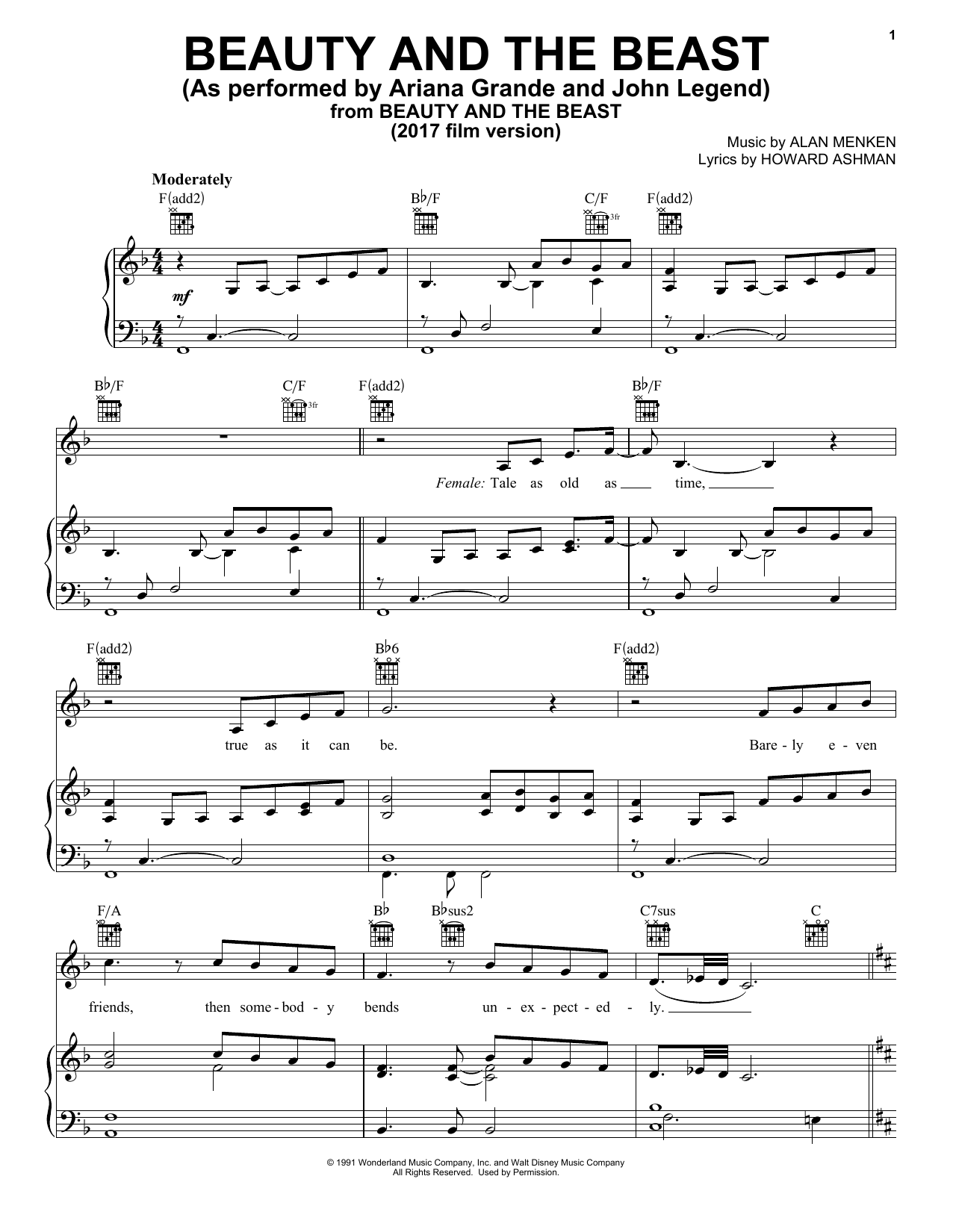 Ariana Grande & John Legend Beauty And The Beast sheet music notes and chords. Download Printable PDF.