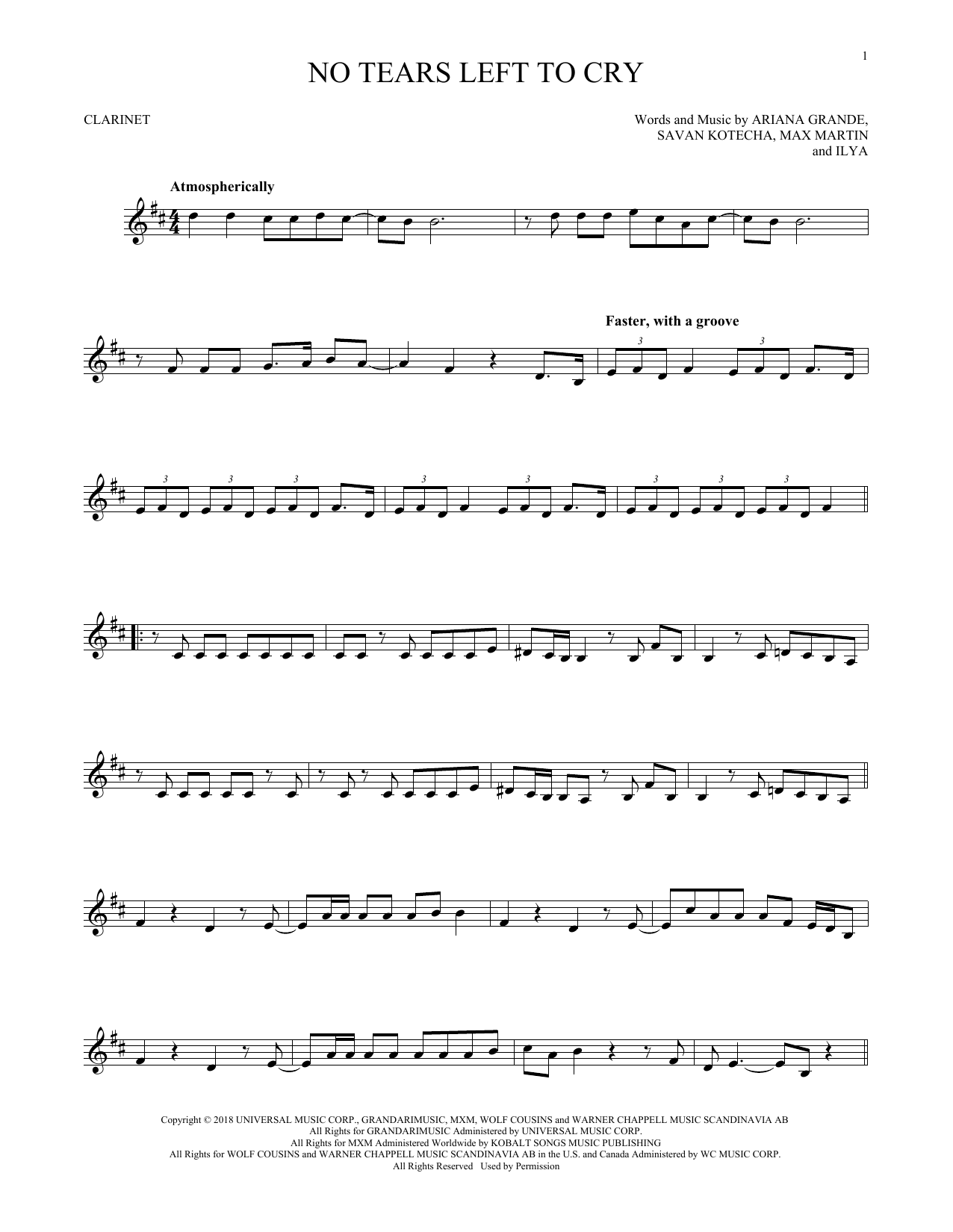 Ariana Grande No Tears Left To Cry sheet music notes and chords arranged for Flute Solo