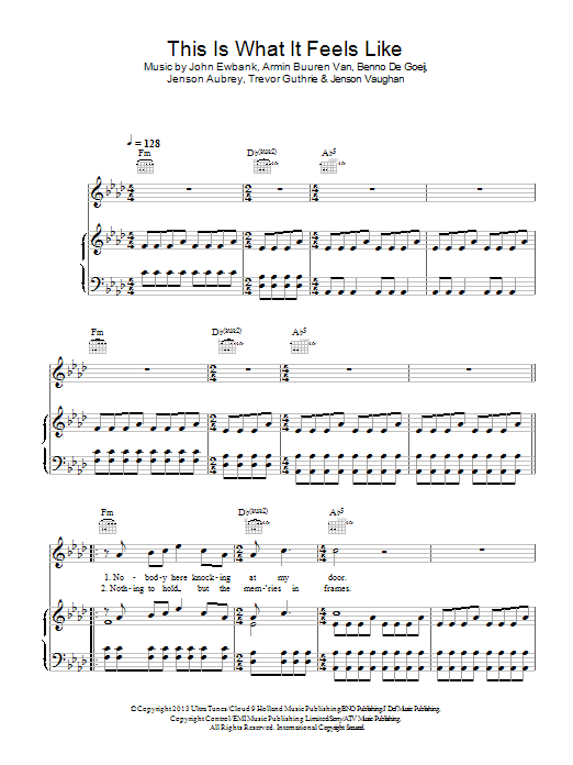 Armin Van Buuren This Is What It Feels Like sheet music notes and chords. Download Printable PDF.