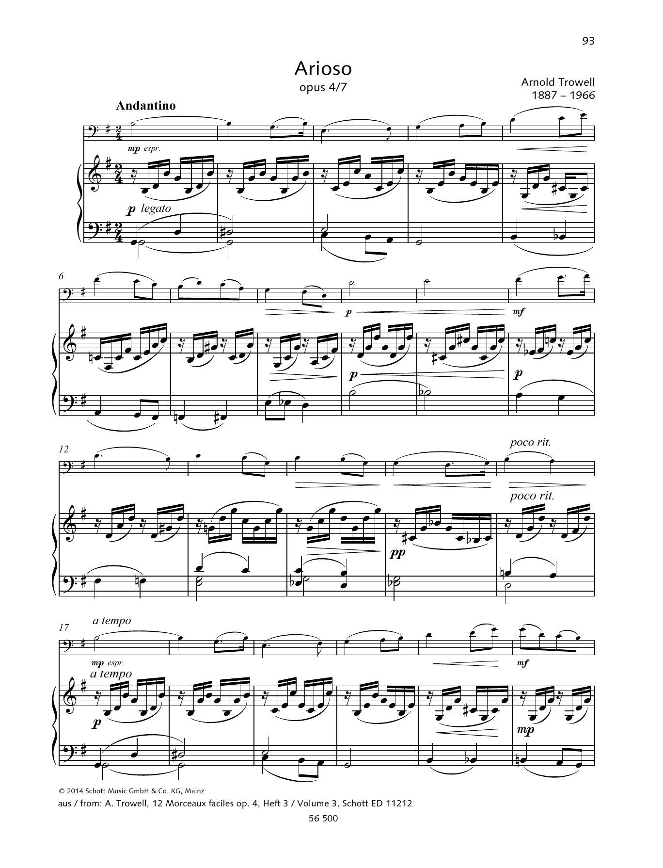 Learn to play Arnold Trowell Arioso sheet music for String Solo in minutes. Price: 4.4900$ Arnold Trowell Arioso sheet music notes and chords arranged for String Solo