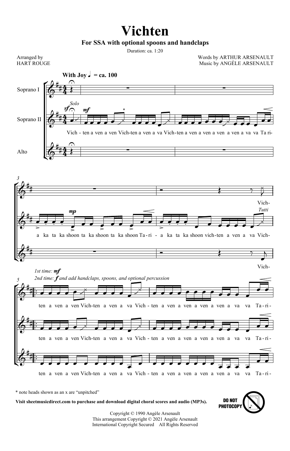 Arthur Arsenault Vichten (arr. Hart Rouge) sheet music notes and chords. Download Printable PDF.