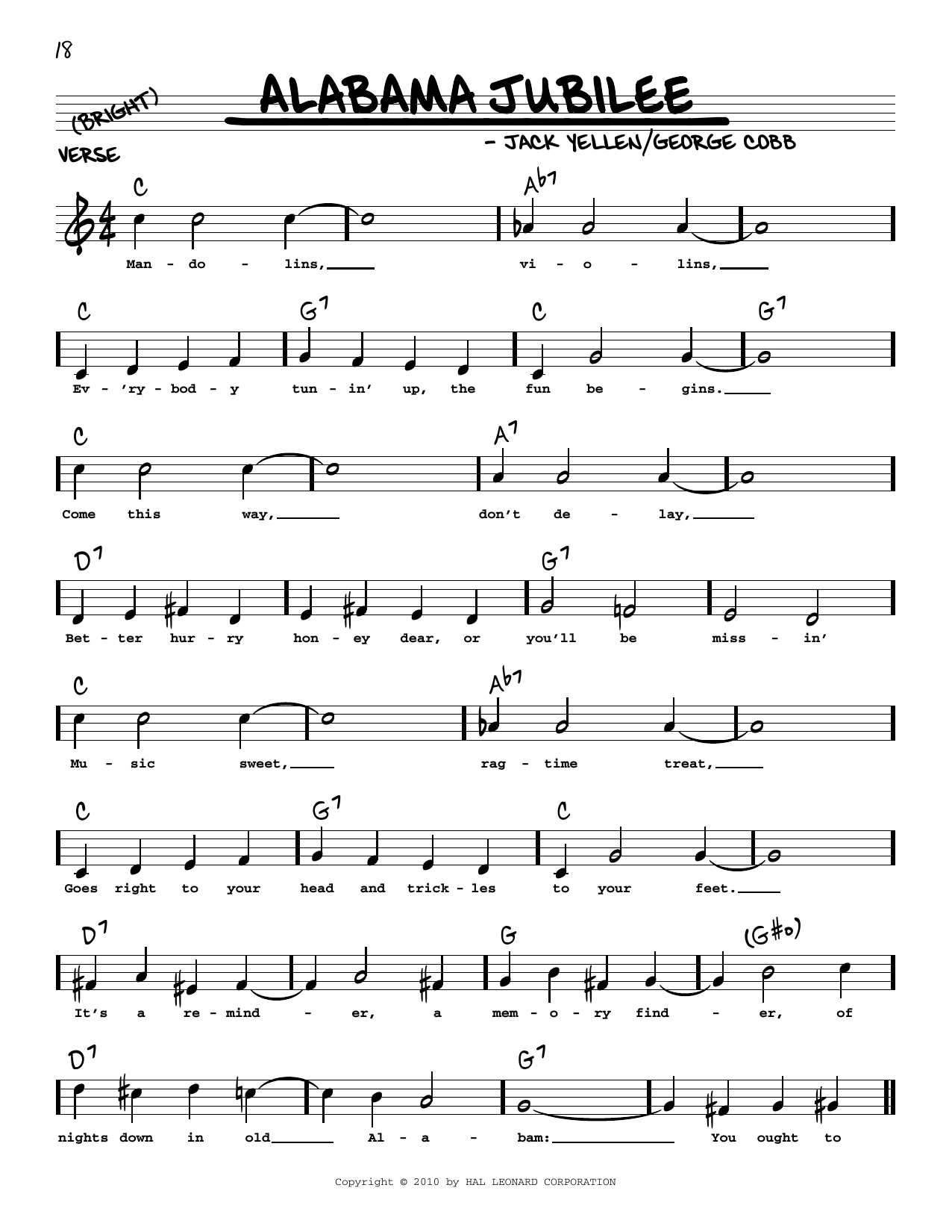 Arthur Collins & Byron Harlan Alabama Jubilee (arr. Robert Rawlins) sheet music notes and chords. Download Printable PDF.