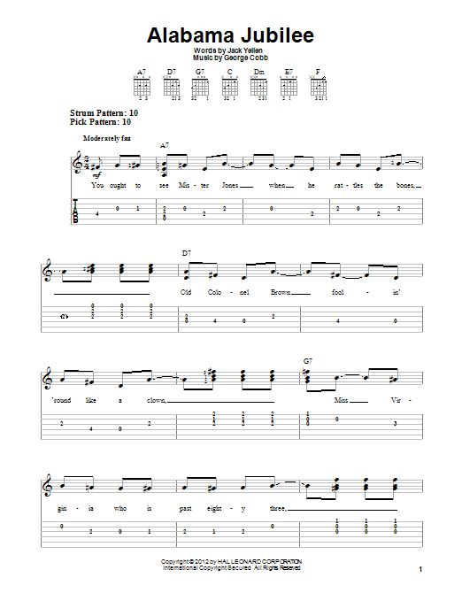 Arthur Collins & Byron Harlan Alabama Jubilee sheet music notes and chords. Download Printable PDF.