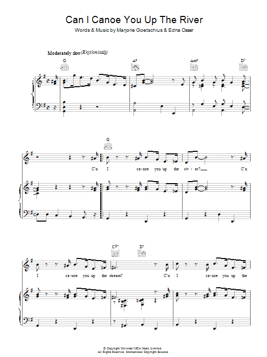 Learn to play Arthur E. Godfrey Can I Canoe You Up The River sheet music for Piano, Vocal & Guitar Chords in minutes. Price: 7.8900$ Arthur E. Godfrey Can I Canoe You Up The River sheet music notes and chords arranged for Piano, Vocal & Guitar Chords
