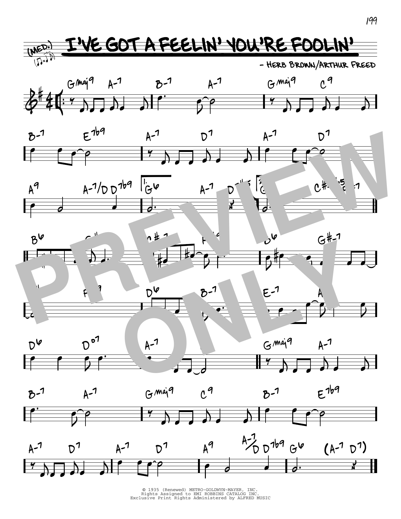 Arthur Freed and Nacio Herb Brown I've Got A Feelin' You're Foolin' sheet music notes and chords arranged for Real Book – Melody & Chords