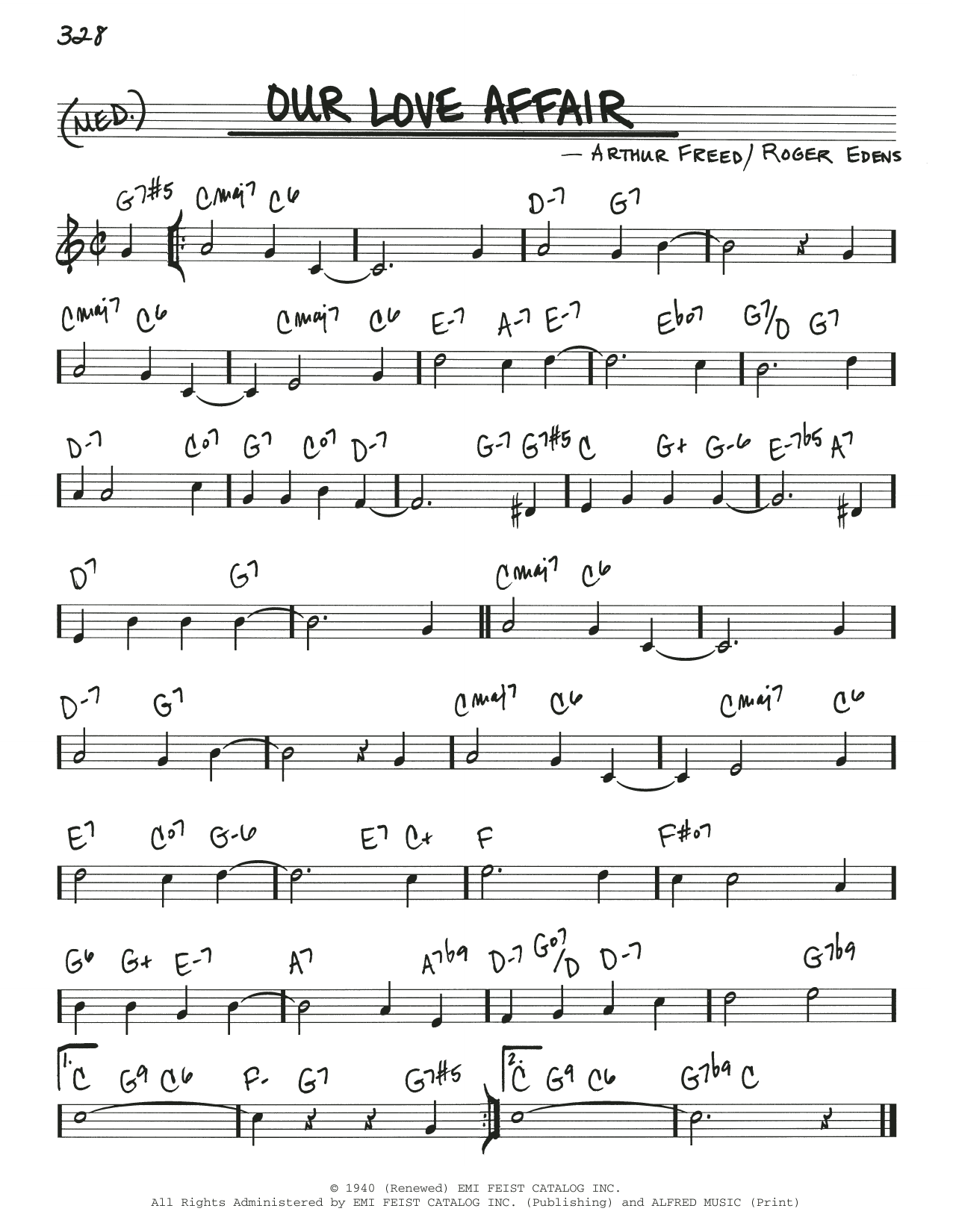 Arthur Freed Our Love Affair sheet music notes and chords arranged for Real Book – Melody & Chords