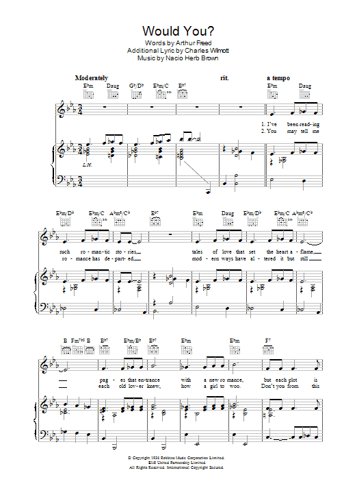 Arthur Freed Would You? sheet music notes and chords arranged for Piano, Vocal & Guitar Chords