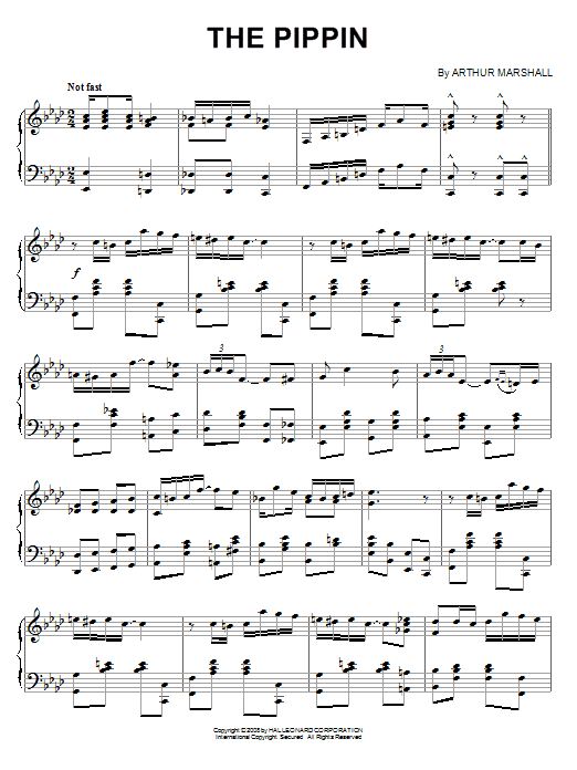 Learn to play Arthur Marshall The Pippin sheet music for Piano Solo in minutes. Price: 7.8900$ Arthur Marshall The Pippin sheet music notes and chords arranged for Piano Solo