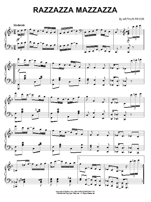 Learn to play Arthur Pryor Razzazza Mazzazza sheet music for Piano Solo in minutes. Price: 7.8900$ Arthur Pryor Razzazza Mazzazza sheet music notes and chords arranged for Piano Solo