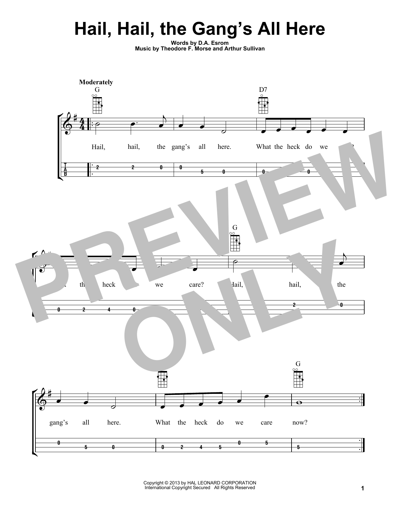 Arthur Sullivan Hail, Hail, The Gang's All Here (arr. Bobby Westfall) sheet music notes and chords. Download Printable PDF.