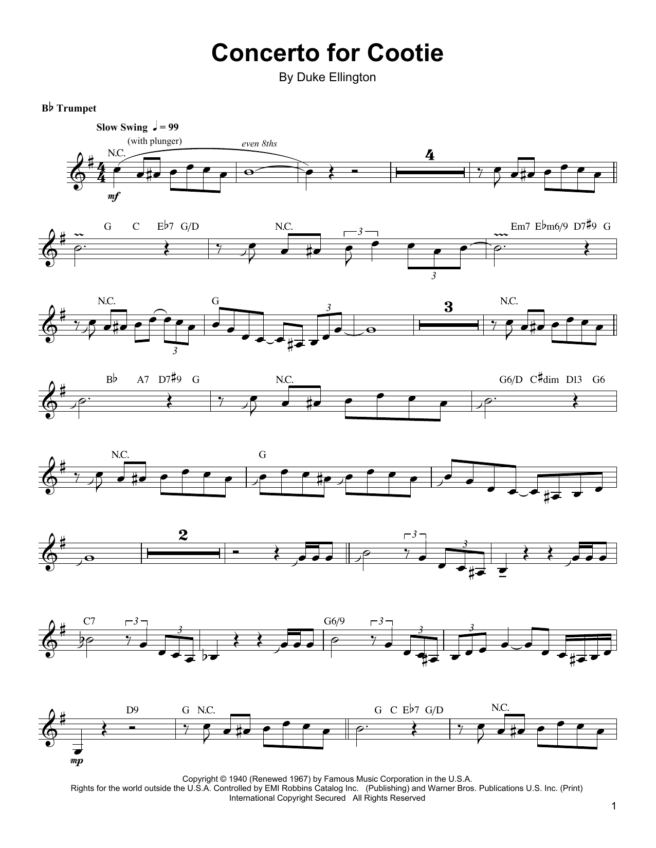 Arturo Sandoval Concerto For Cootie sheet music notes and chords. Download Printable PDF.