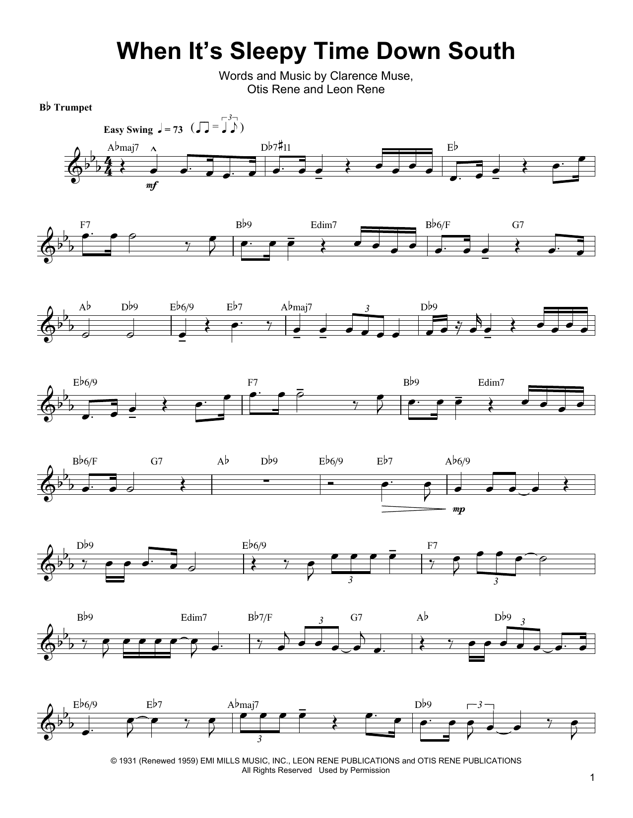 Arturo Sandoval When It's Sleepy Time Down South sheet music notes and chords. Download Printable PDF.