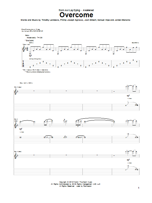 Learn to play As I Lay Dying Overcome sheet music for Guitar Tab in minutes. Price: 7.8900$ As I Lay Dying Overcome sheet music notes and chords arranged for Guitar Tab