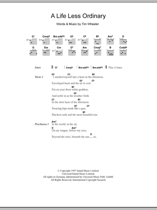 Learn to play Ash A Life Less Ordinary sheet music for Guitar Tab in minutes. Price: 7.8900$ Ash A Life Less Ordinary sheet music notes and chords arranged for Guitar Tab
