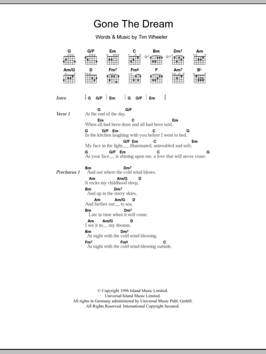 Ash Gone The Dream sheet music notes and chords. Download Printable PDF.