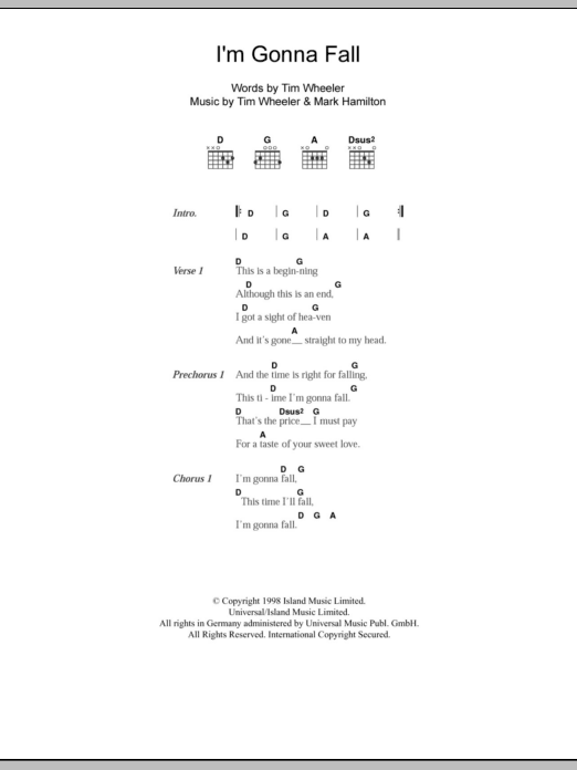 Ash I'm Gonna Fall sheet music notes and chords. Download Printable PDF.