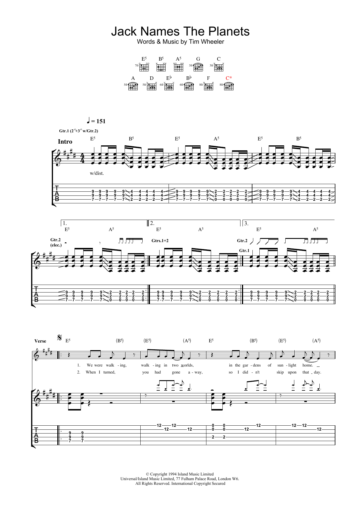 Learn to play Ash Jack Names The Planets sheet music for Guitar Tab in minutes. Price: 7.8900$ Ash Jack Names The Planets sheet music notes and chords arranged for Guitar Tab