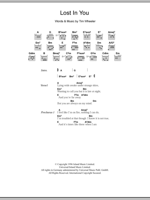 Ash Lost In You sheet music notes and chords. Download Printable PDF.