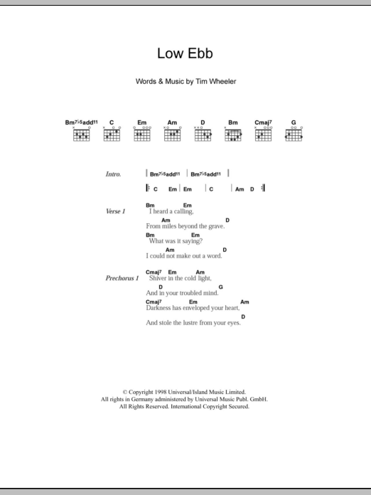 Ash Low Ebb sheet music notes and chords. Download Printable PDF.