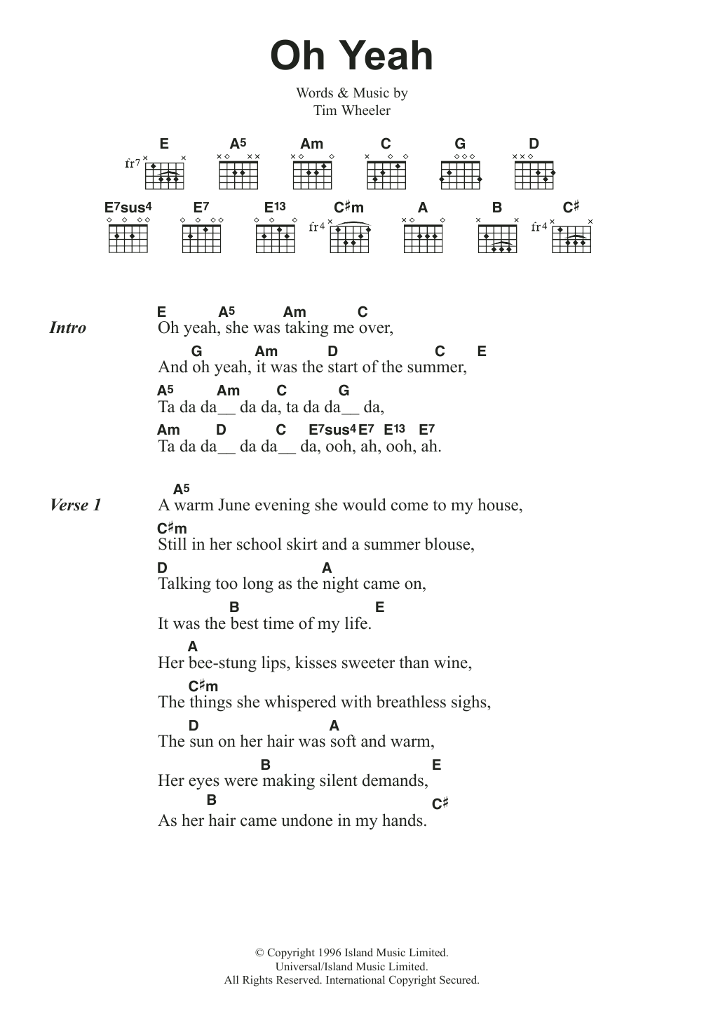 Ash Oh Yeah sheet music notes and chords. Download Printable PDF.