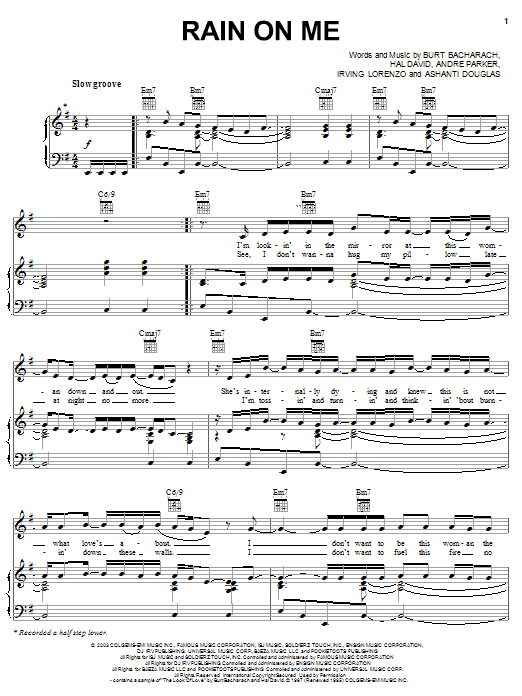 Learn to play Ashanti Rain On Me sheet music for Piano, Vocal & Guitar Chords (Right-Hand Melody) in minutes. Price: 7.8900$ Ashanti Rain On Me sheet music notes and chords arranged for Piano, Vocal & Guitar Chords (Right-Hand Melody)