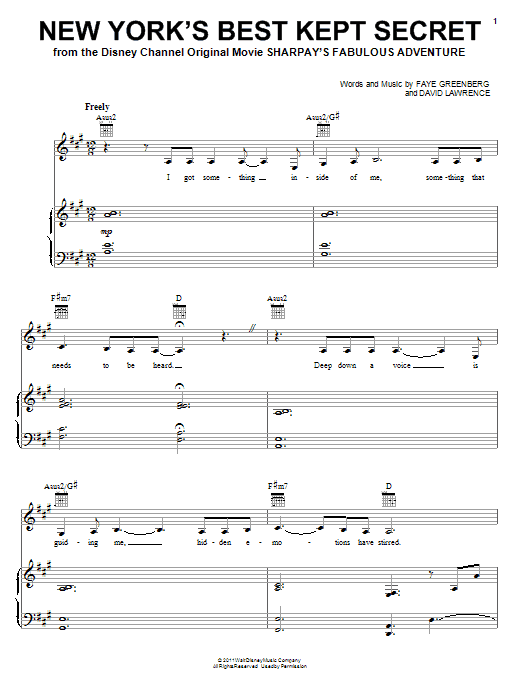 Ashley Tisdale New York's Best Kept Secret sheet music notes and chords. Download Printable PDF.