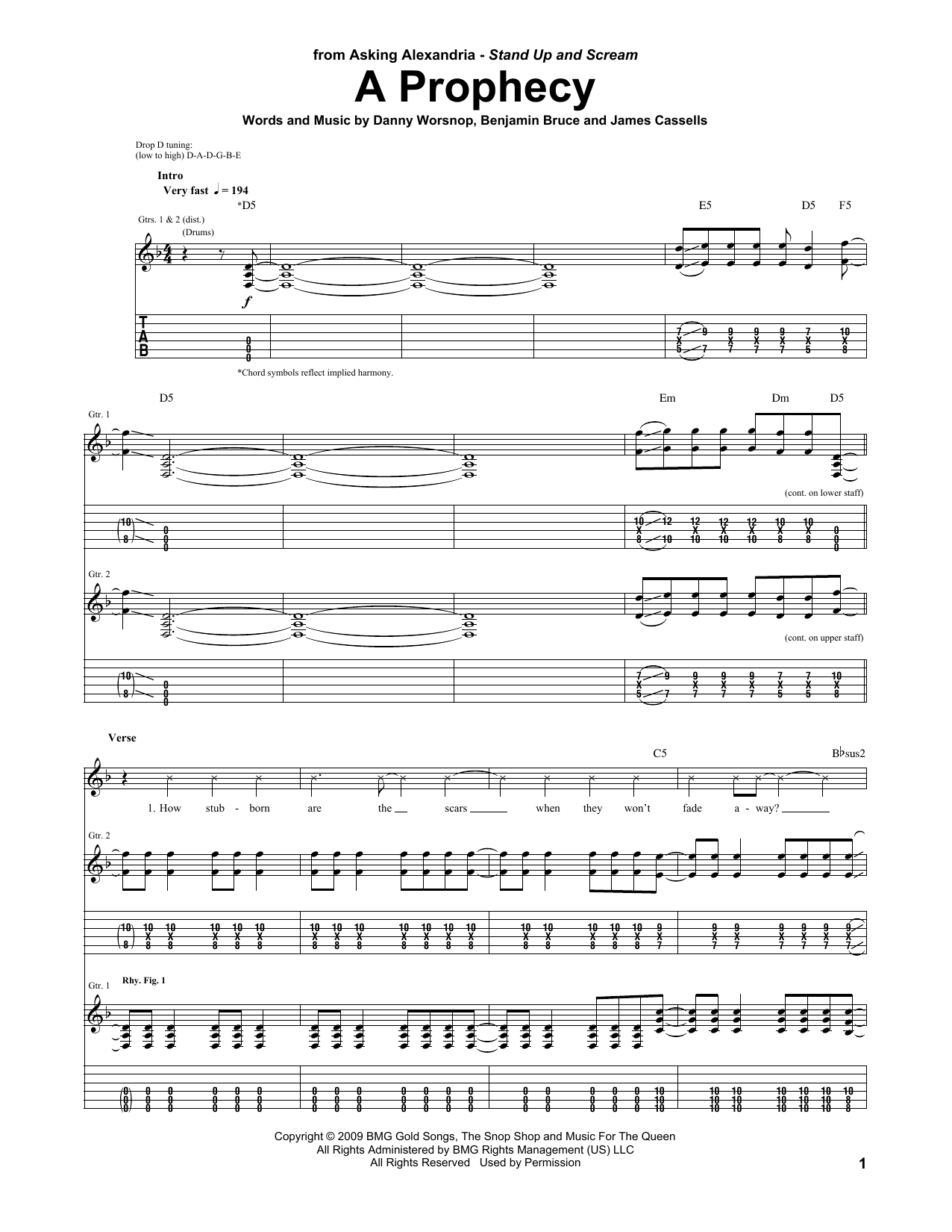 Learn to play Asking Alexandria A Prophecy sheet music for Guitar Tab in minutes. Price: 7.8900$ Asking Alexandria A Prophecy sheet music notes and chords arranged for Guitar Tab