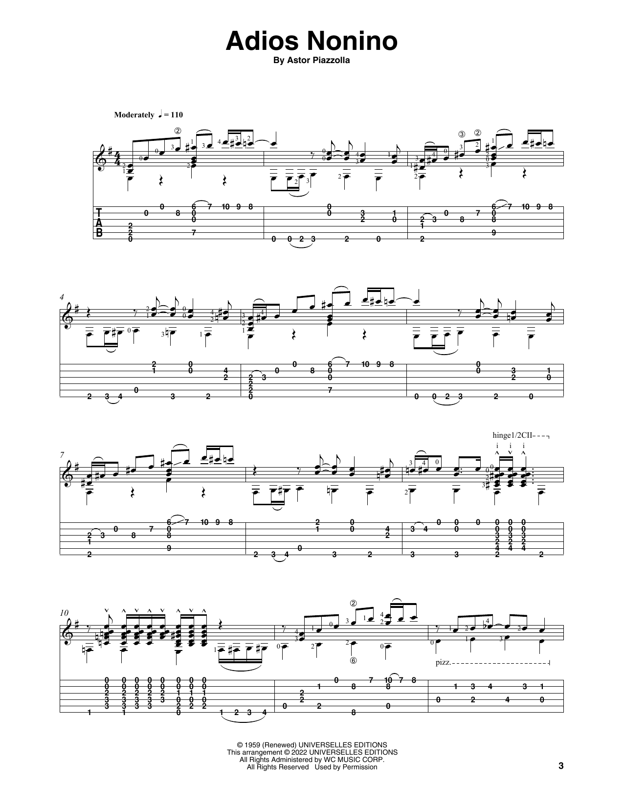 Astor Piazzolla Adios Nonino (arr. Celil Refik Kaya) sheet music notes and chords. Download Printable PDF.